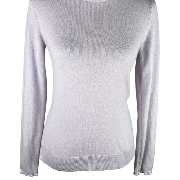 Club Monaco Cashmere Sweater Gray Pale XS Ruffle Neck - Picture 10 of 10